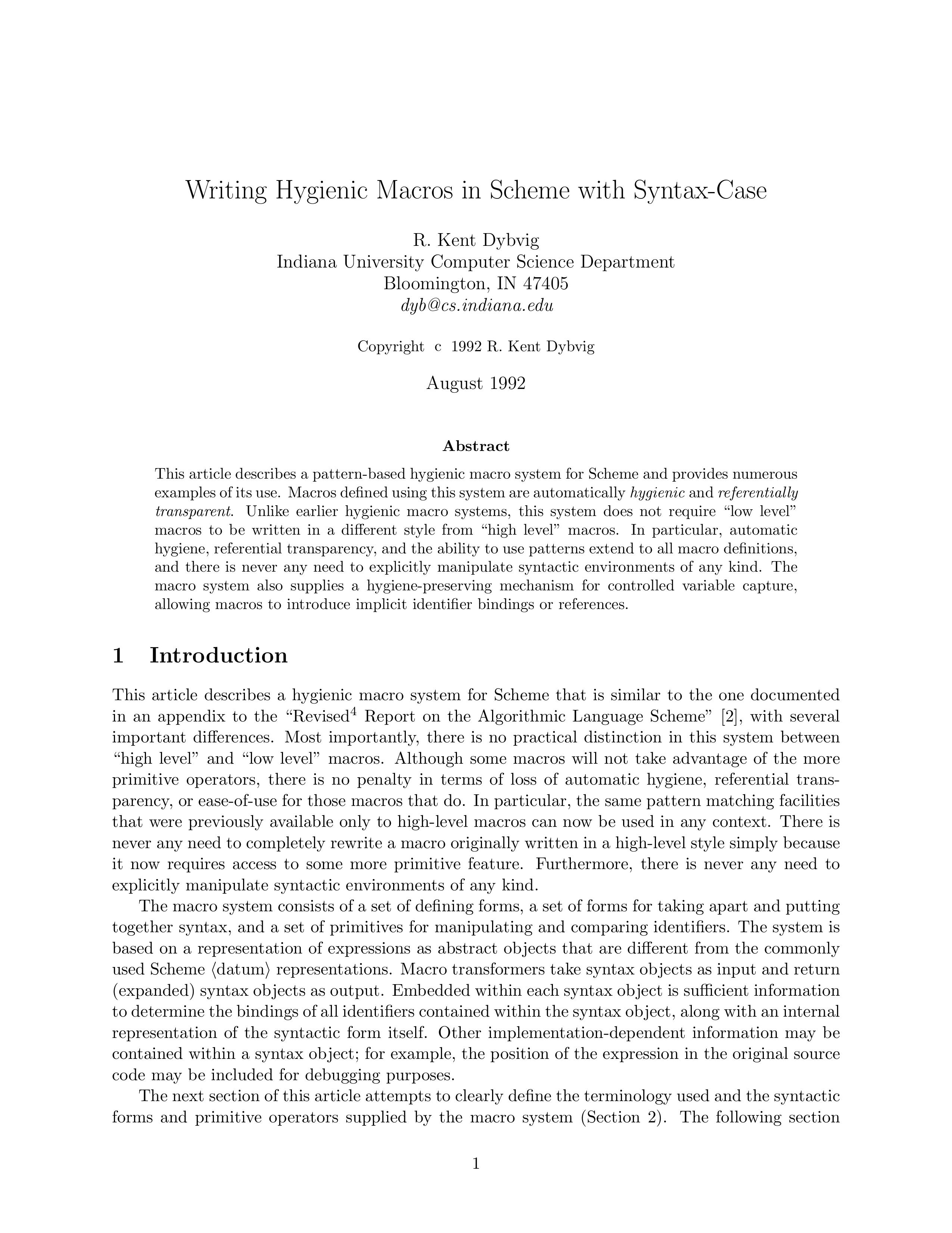 Writing Hygienic Macros in Scheme with Syntax-Case - Читать журналы и газеты онлайн бесплатно без регистрации | Печатные периодические издания на bookjurn.ru