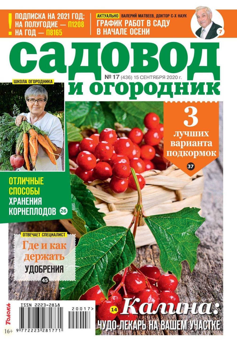 Садовод и огородник №17, сентябрь 2020 - Читать журналы и газеты онлайн бесплатно без регистрации | Печатные периодические издания на bookjurn.ru