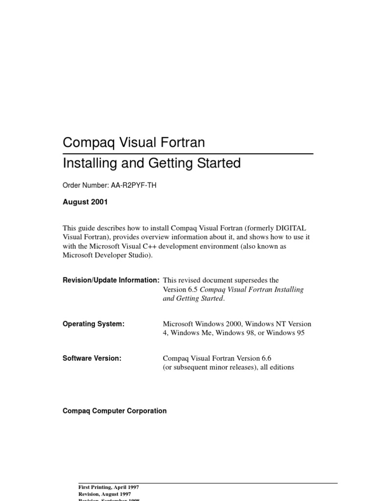 Compaq Visual Fortran Installing and Getting Started - Читать журналы и газеты онлайн бесплатно без регистрации | Печатные периодические издания на bookjurn.ru