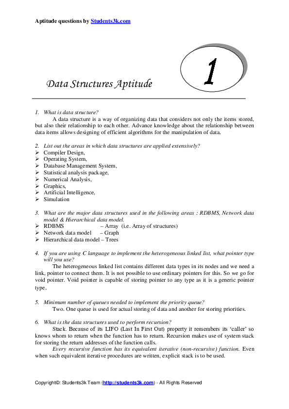 Data Structures Aptitude - Читать журналы и газеты онлайн бесплатно без регистрации | Печатные периодические издания на bookjurn.ru