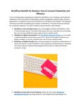 WordPress Benefits for Business: How to Increase Productivity and Efficiency - Читать журналы и газеты онлайн бесплатно без регистрации | Печатные периодические издания на bookjurn.ru