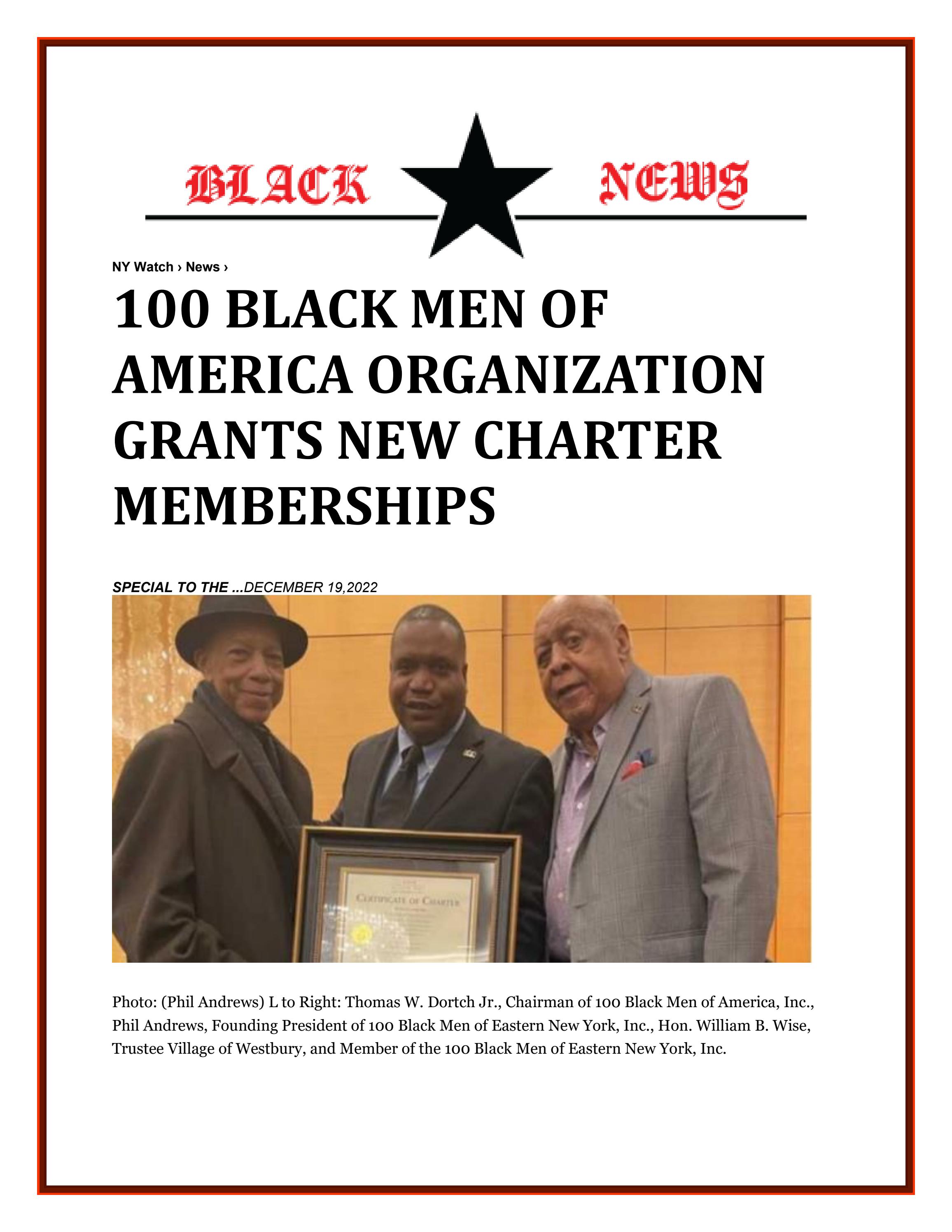 Black Star News NY Watch 100 Black Men of America Grants New Charter Membership - Читать журналы и газеты онлайн бесплатно без регистрации | Печатные периодические издания на bookjurn.ru