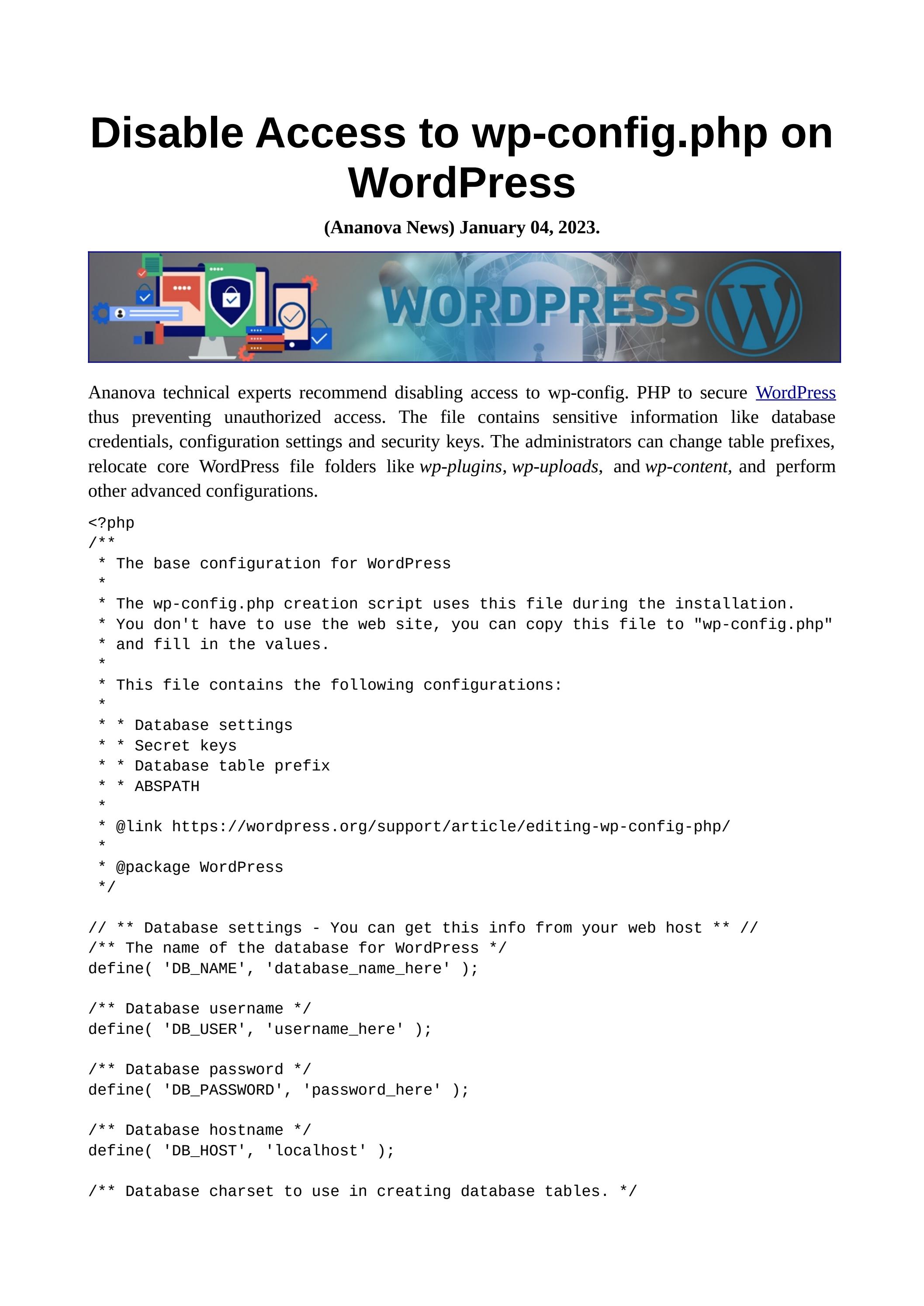 Disable Access to wp-config.php on WordPress - Читать журналы и газеты онлайн бесплатно без регистрации | Печатные периодические издания на bookjurn.ru