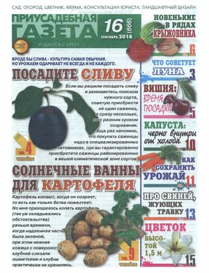 Приусадебная газета №16, сентябрь 2018 - Читать журналы и газеты онлайн бесплатно без регистрации | Печатные периодические издания на bookjurn.ru